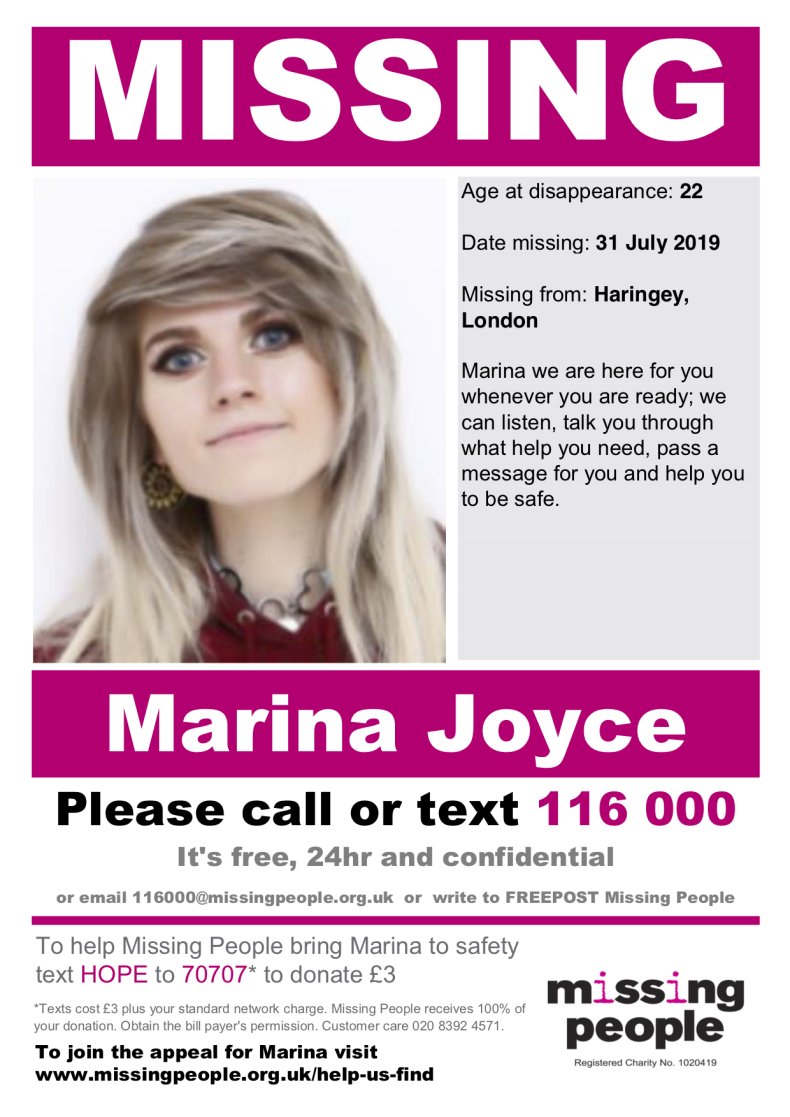 marina joyce missing poster