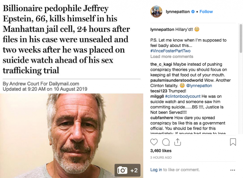 Patton Instagram Epstein Suicide Conspiracy