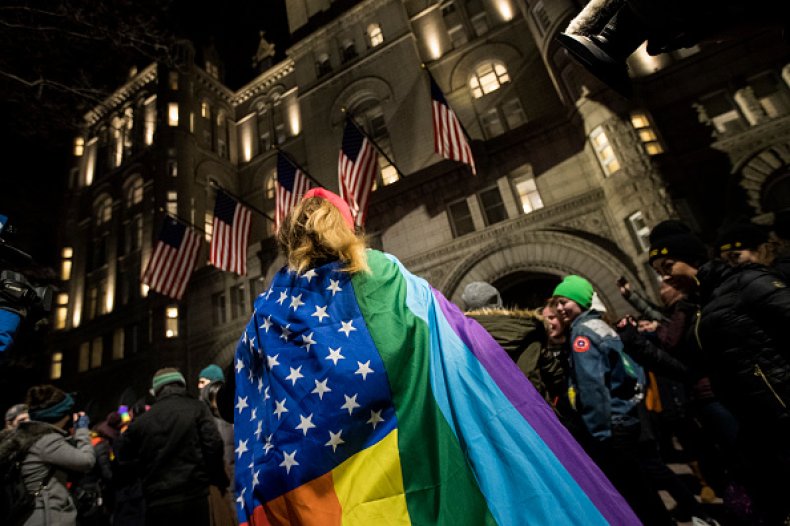 LBGTQ protesters outside trump hotel
