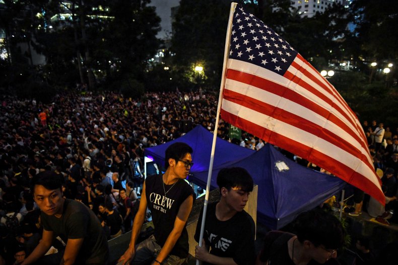 china hong kong protests us flag