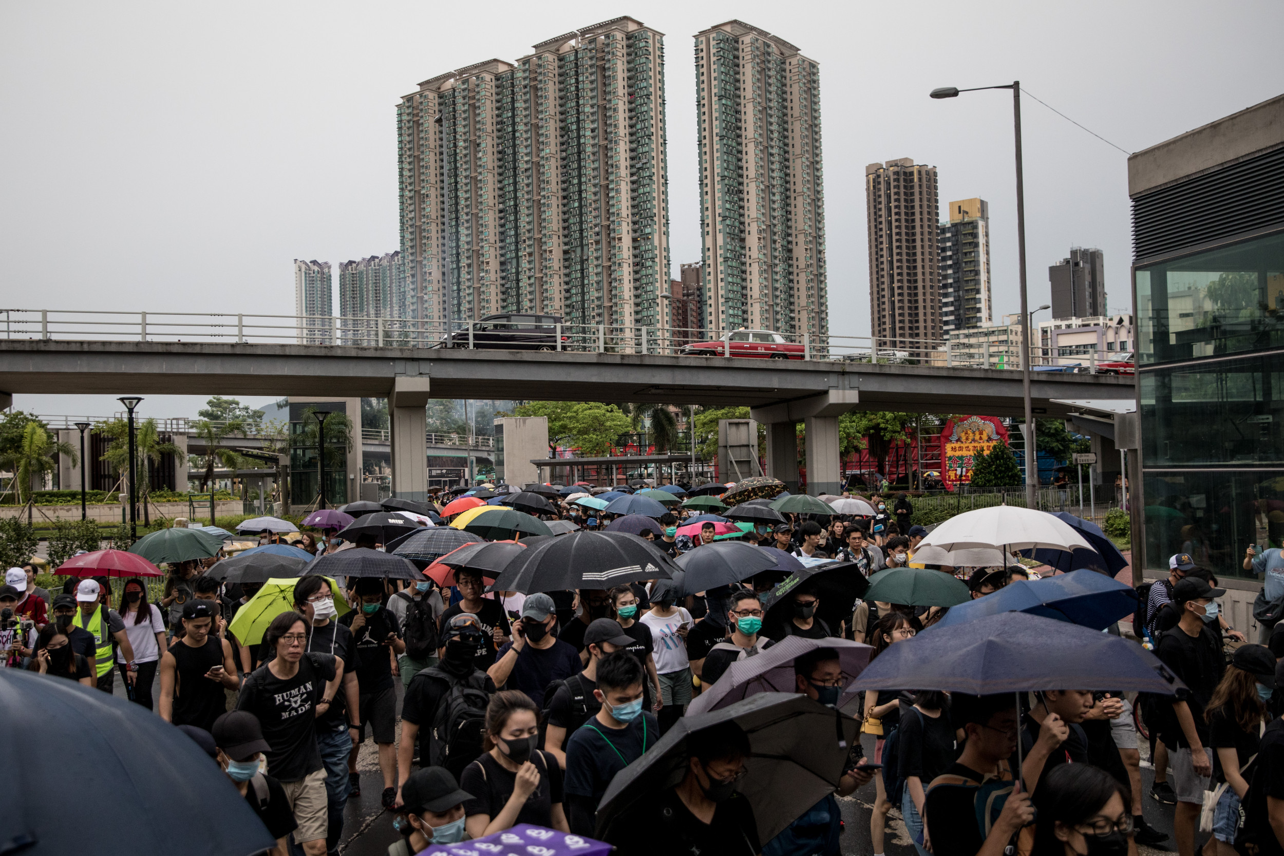 Protesters Brave Thunderstorms At Teachers' Rally In Hong Kong, During ...