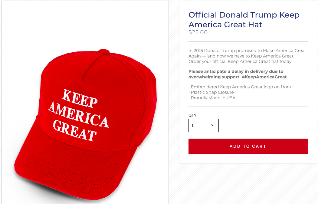 Trump 2020 Keep America Great RED with Facsimile Signed USA Hat