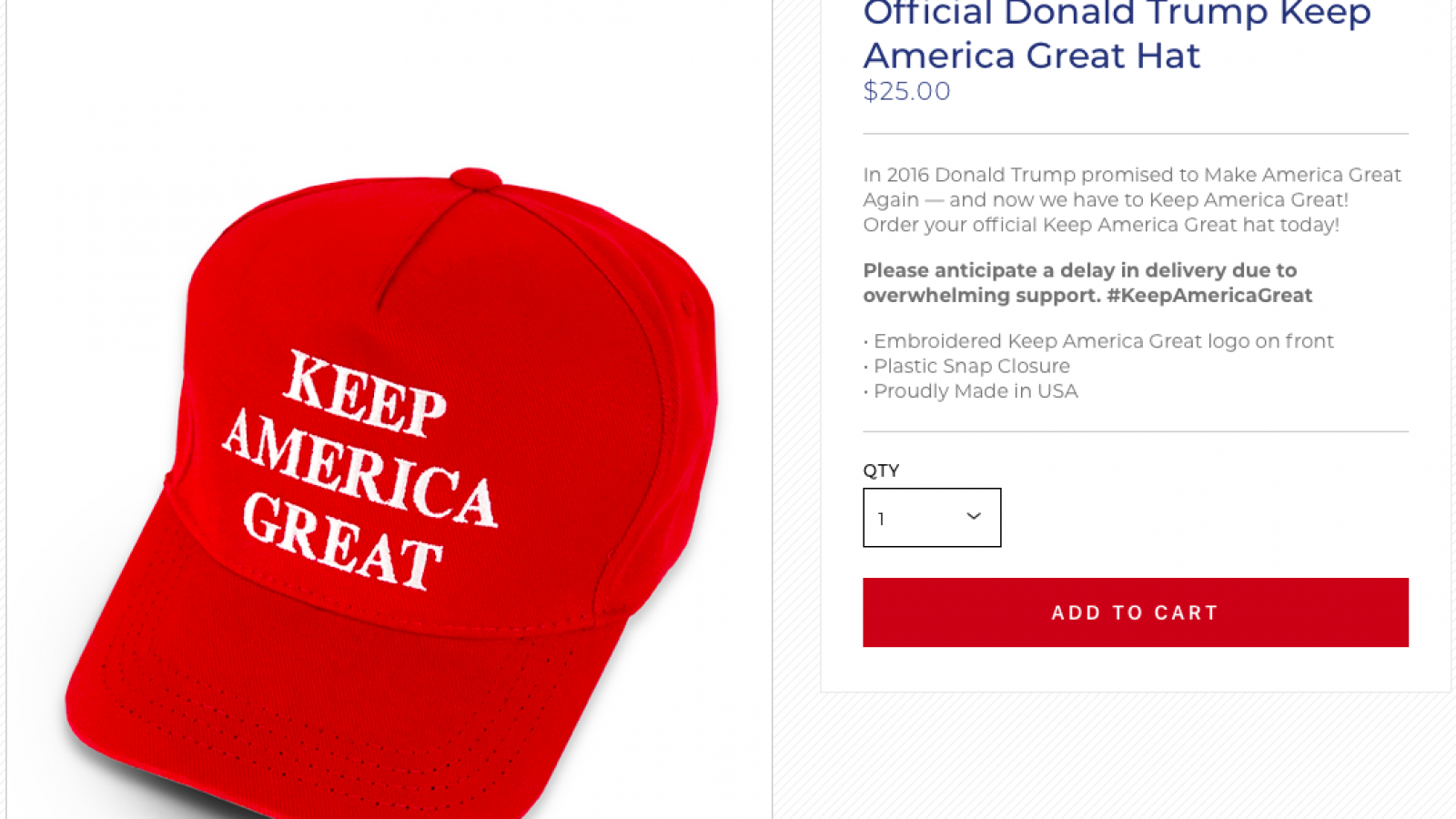 Trump 2020 Campaign Launches 'Keep America Great' Hats, Proclaims