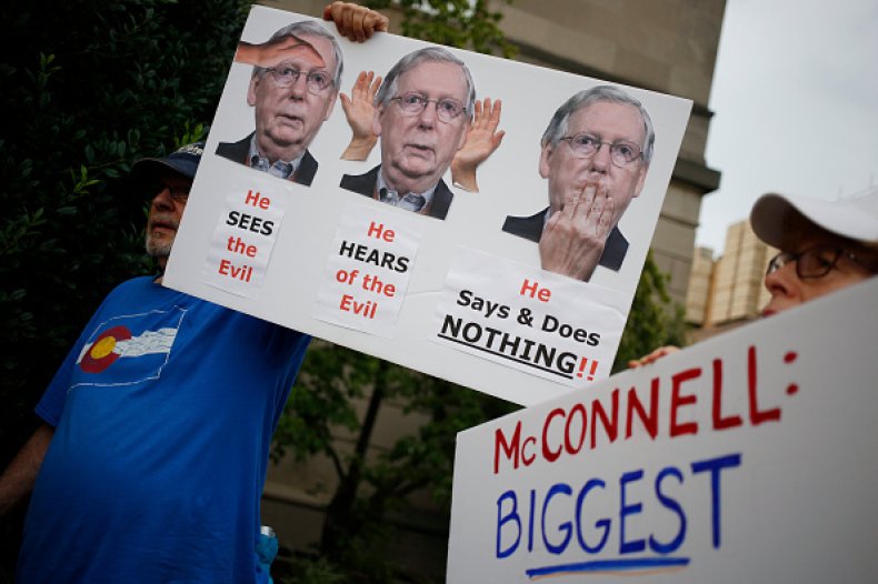 gun control activists protest mitch mcconnell
