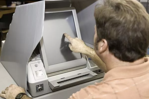 voting machine stock photo