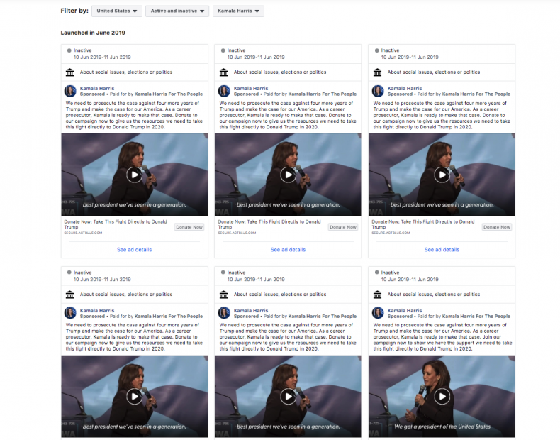 Harris FB ad archive Harris FB ad archive