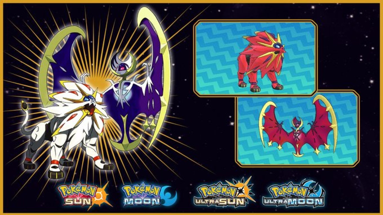 Lunala and Solgaleo Holographic Stickers Normal & Shiny 