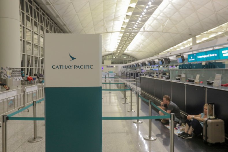 The Cathay Pacific Airways check-in area