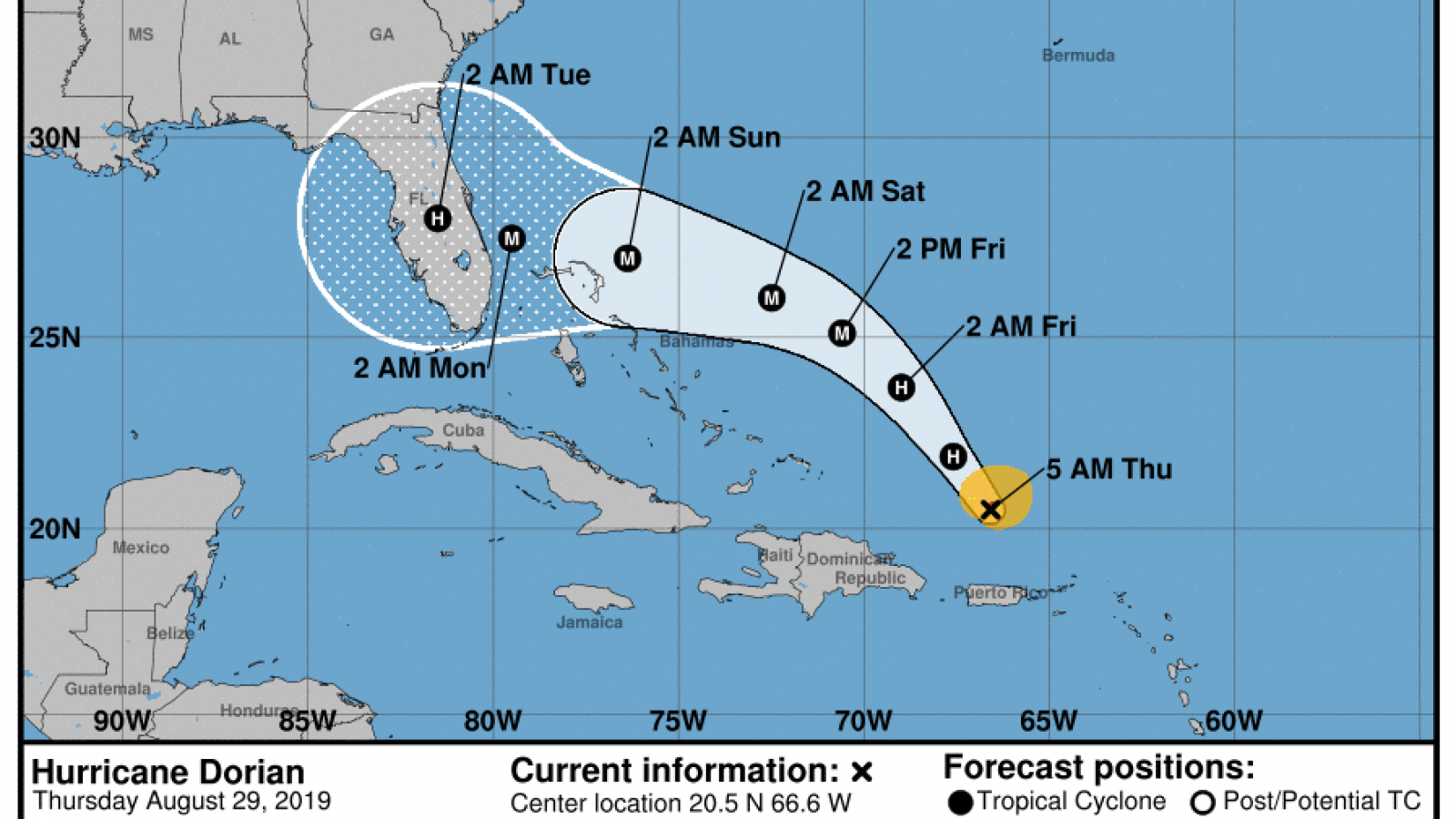 Hurricane Dorian Update, Path Map as Florida State of Emergency