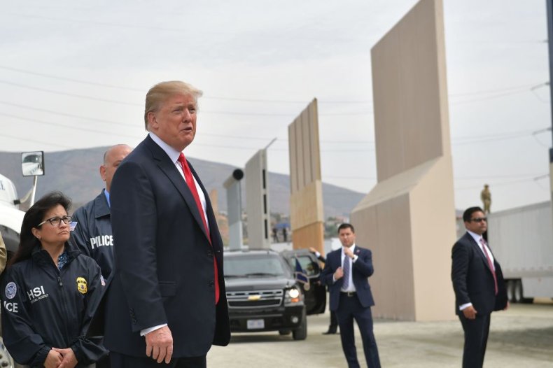 Donald Trump and border wall prototypes
