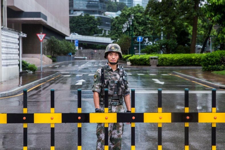 Chna, Hong Kong, garrison, troops, soldier, protests