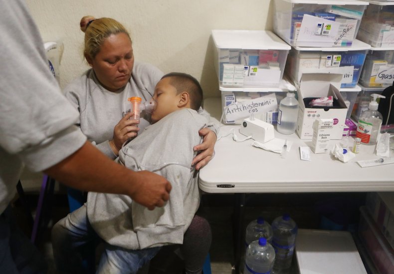 Mother cares for son
