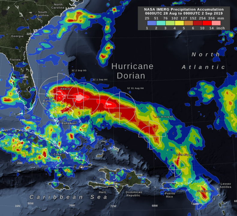 Hurricane Dorian, rainfall
