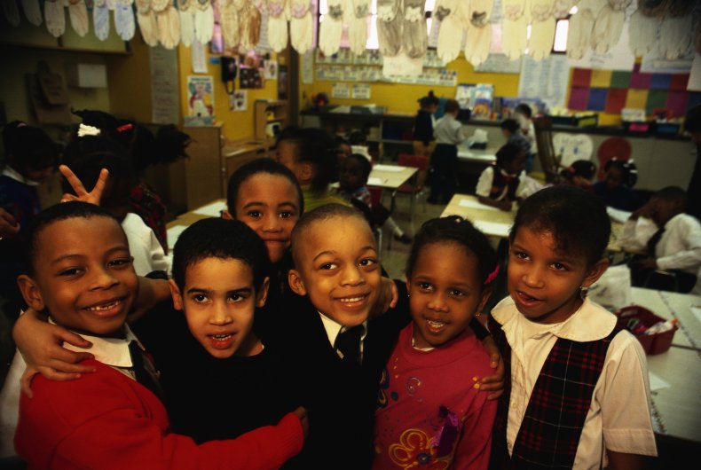 Black children in classroom