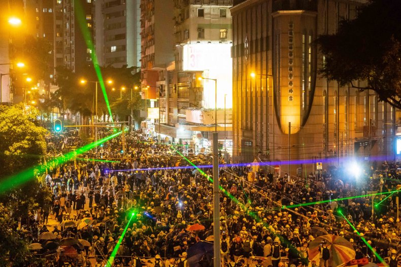 Hong Kong, protesters, police, tactics, lasers