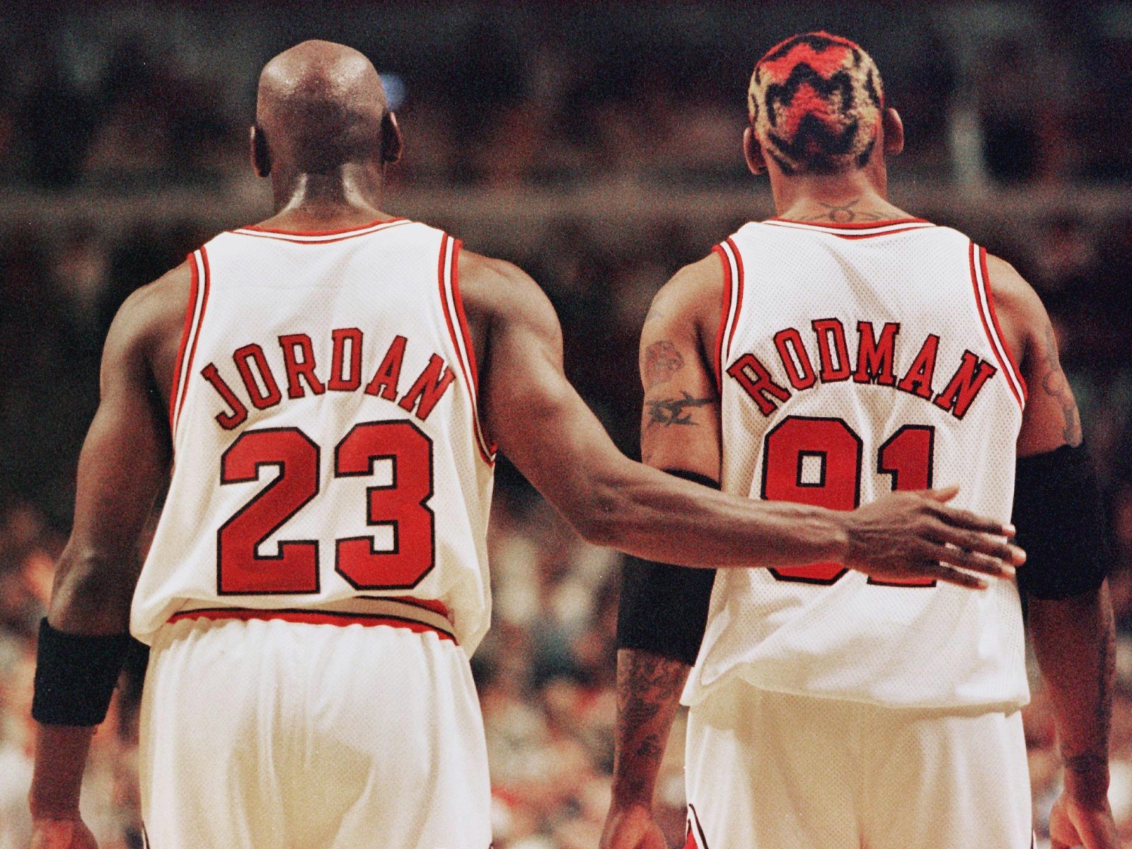 Dennis Rodman + Michael Jordan AIR & HAIR 96 Champs Signed 16x20