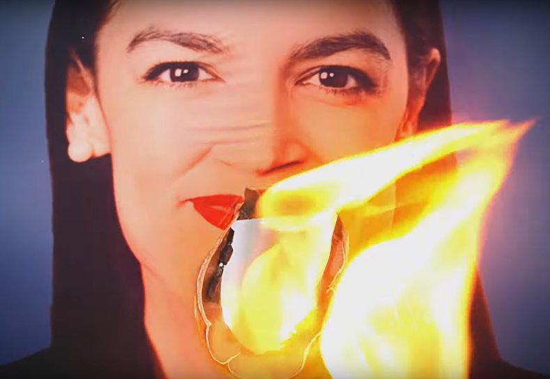 AOC ocasio cortez fire photo ad socialism