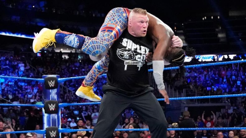 brock lesnar f5 kofi kingston smackdown wwe
