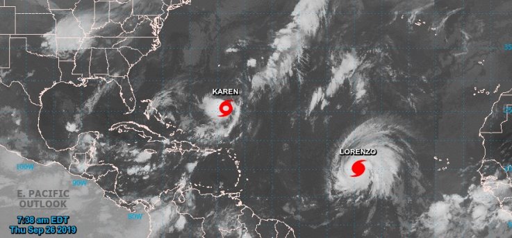 tropical storm karen hurricane lorenzo path tropical storm karen hurricane lorenzo path