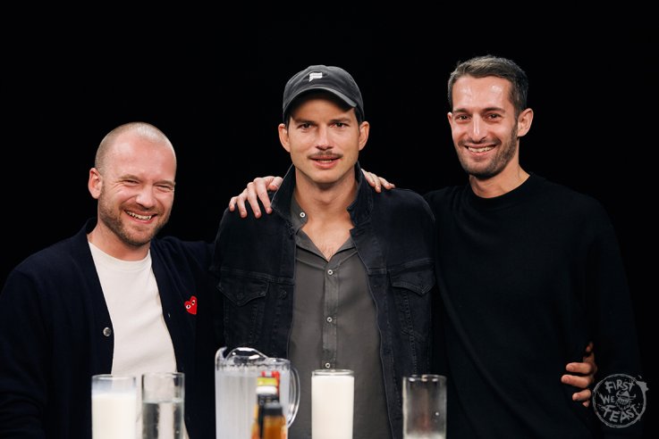 Ashton Kutcher, Sean Evans and Chris Schonberger Ashton Kutcher, Sean Evans and Chris Schonberger