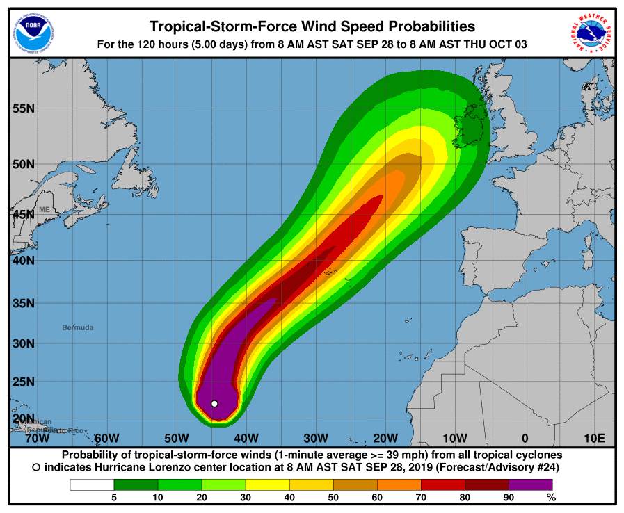 Hurricane Lorenzo in Eastern Atlantic: Path, Forecast of ...