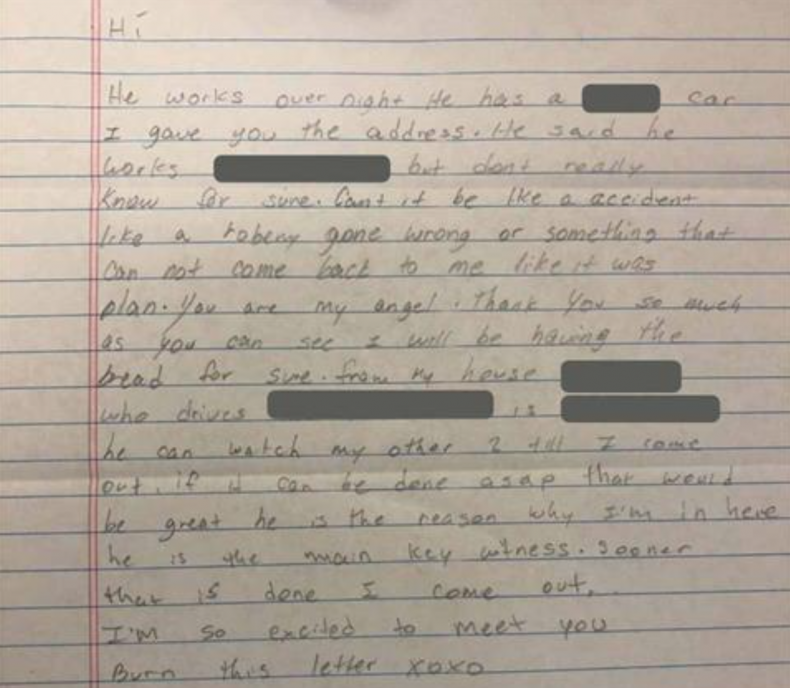 Letter to police officer from Jesusadelaida Lopez