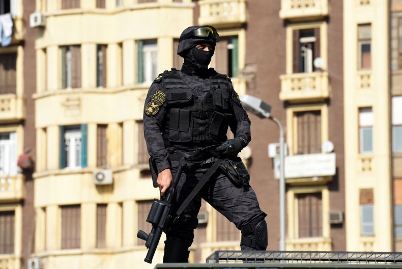 An Egyptian riot policeman