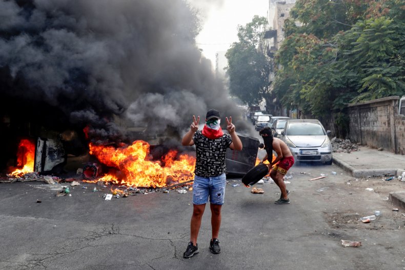 lebanon beirut protests fire demonstrations