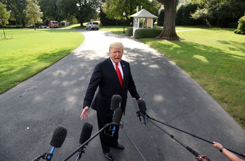 Trump Addresses Reporters on White House Lawn