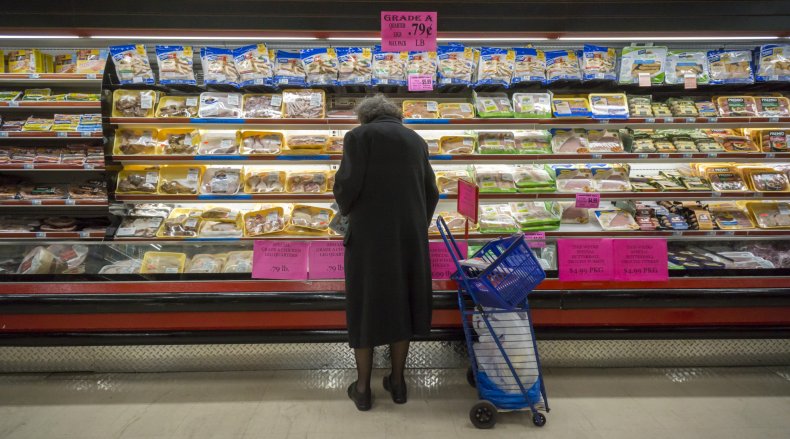 Senior citizen in the supermarket in New York