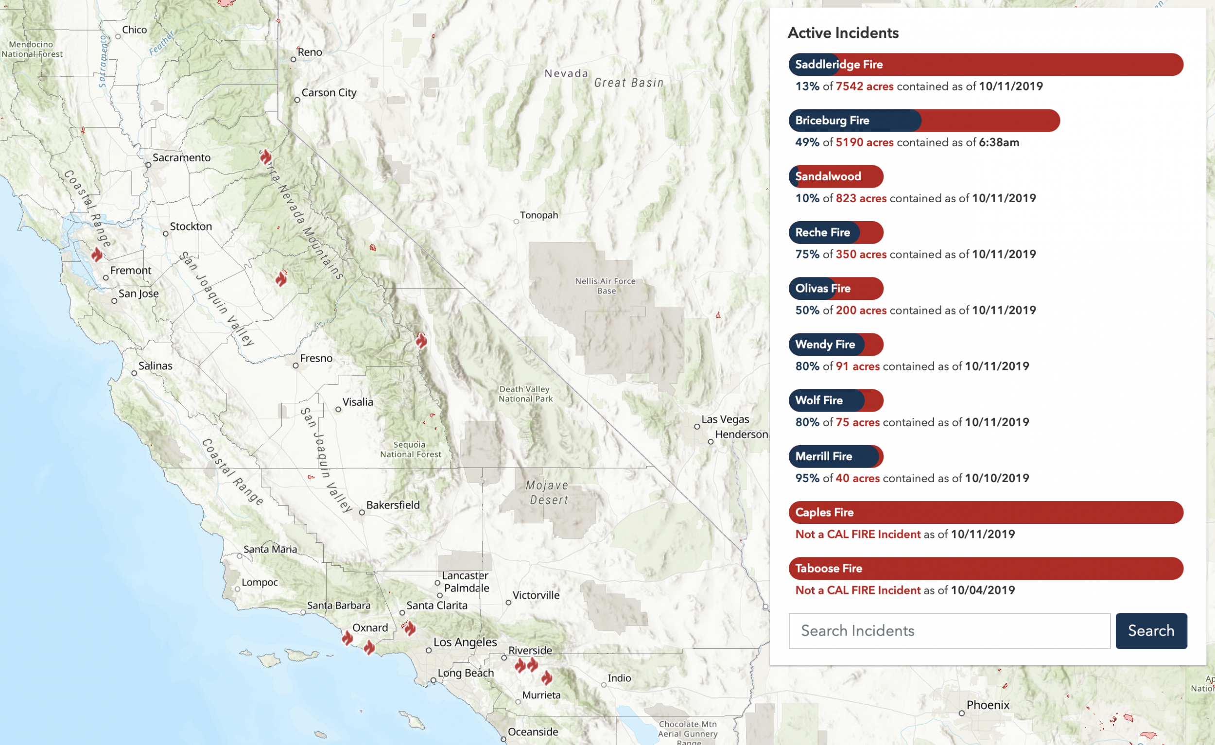 california fire map