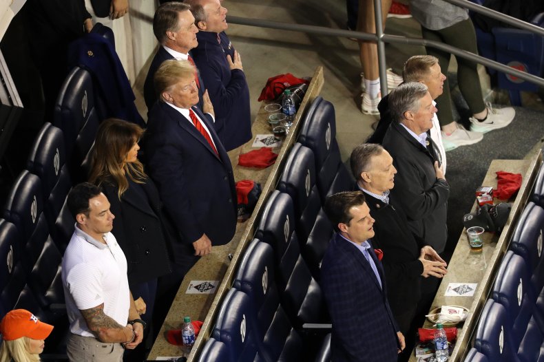 Trump at baseball game where he isbooed