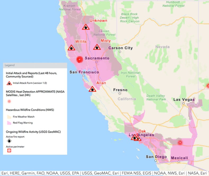 California Fire Map Current California Fire Map: Getty Fire, Kincade Fire, Tick Fire, Burris 