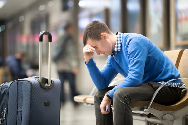 Upset man at airport