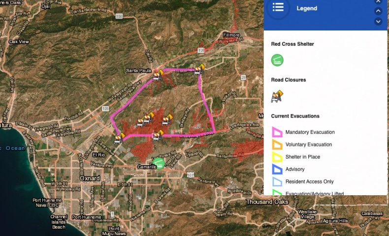 maria fire evacuation map ventura county