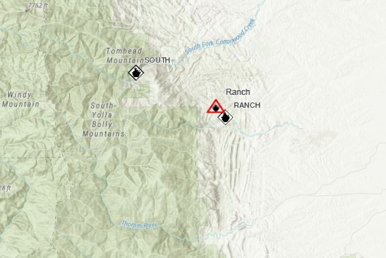 ranch fire map california wildfire