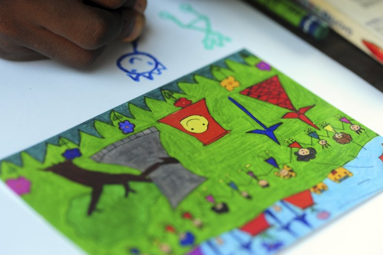school kids drawing