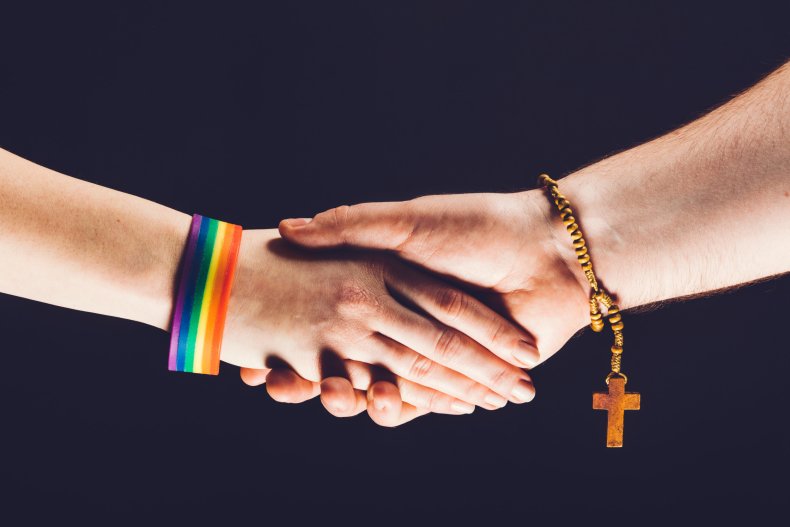 rainbow wristband and cross