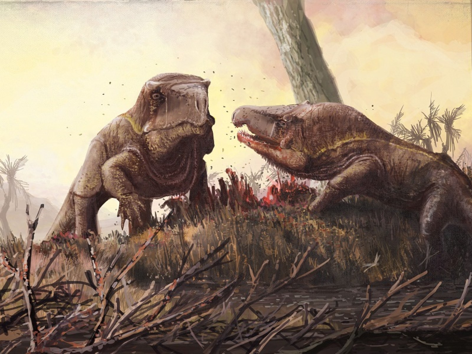 Mark Witton. Первые динозавры Триасового периода. Архозавры Триасового периода. Утконосый динозавр зауролоф.