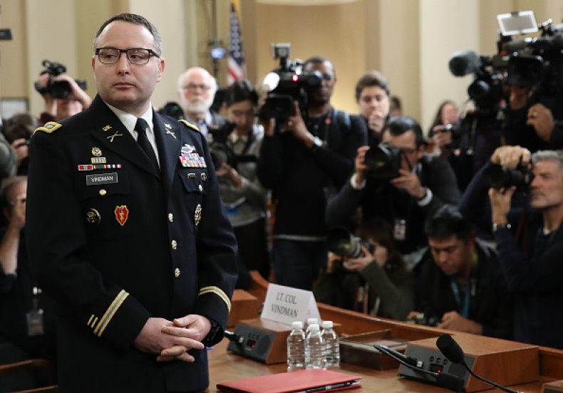 alexander vindman public testimony trump impeachment hearing