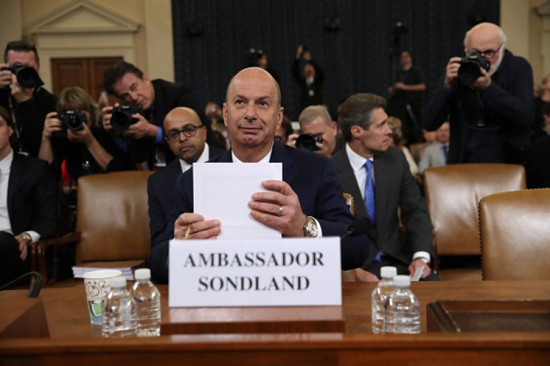 gordon sondland public testimony trump impeachment