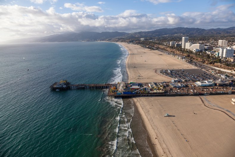 The beach coast of Santa Monica in Los Angeles The beach coast of Santa Monica in Los Angeles