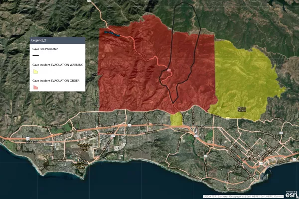 Cave Fire Evacuation Map 11-26-19 5.30am ET