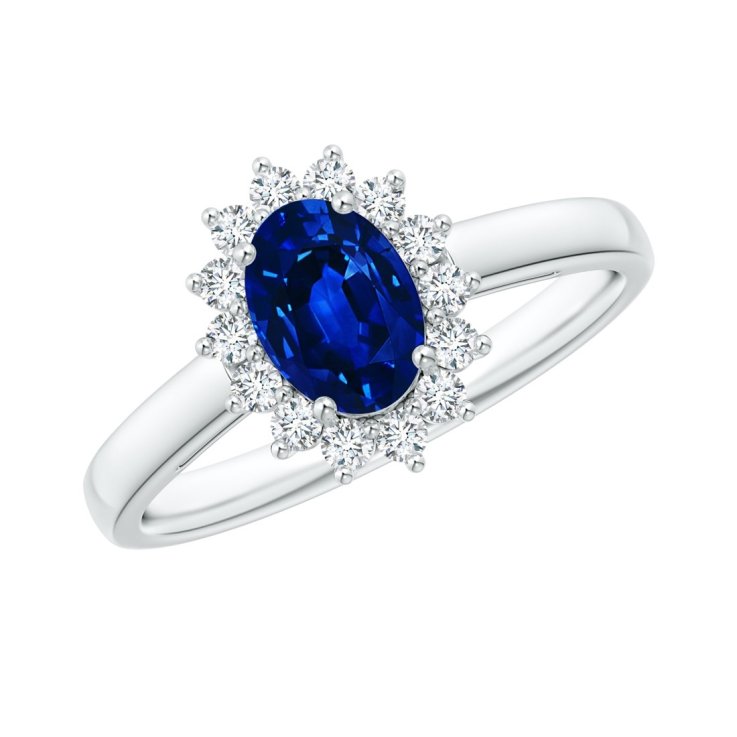 Blue Sapphire Ring with Diamond Halo Blue Sapphire Ring with Diamond Halo
