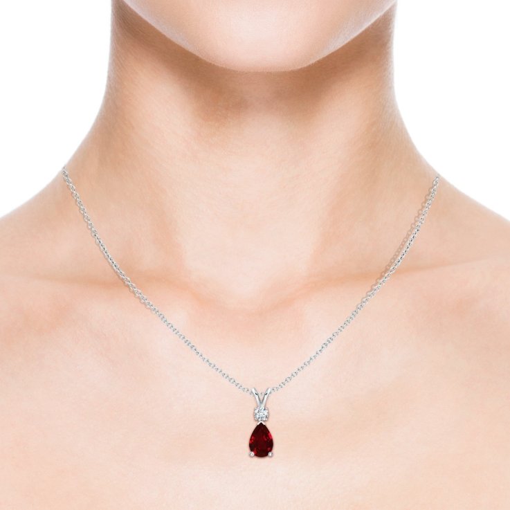 Ruby Teardrop Pendant with Diamond Ruby Teardrop Pendant with Diamond