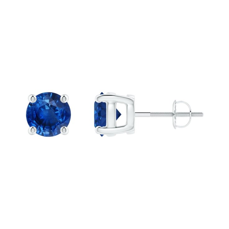 Basket-Set Round Blue Sapphire Studs Basket-Set Round Blue Sapphire Studs