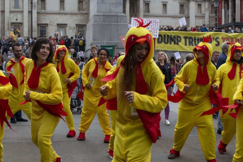 Chlorinated Chickens at anti-Trump protest in London Chlorinated Chickens at anti-Trump protest in London