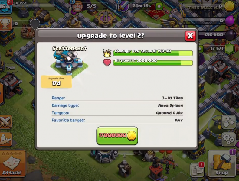 clash of clans scattershot