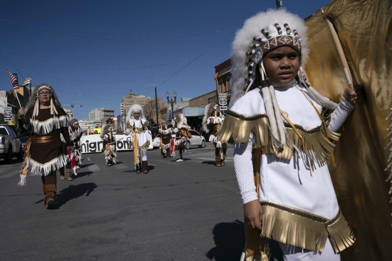 native american protest donald trump wall