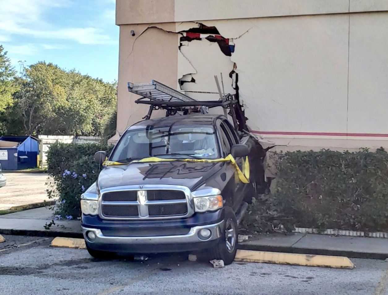 Florida Man Caught on Camera Crashing Pickup Truck Into Chuck E. Cheese